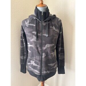 Athleta Women's Size Medium Black Camo Triumph Printed Full Zip Hoodie